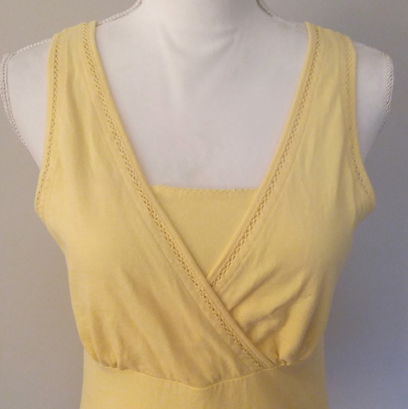 4/$20 Basic Edition Yellow Top with Lace Trim Design - Picture 2 of 10
